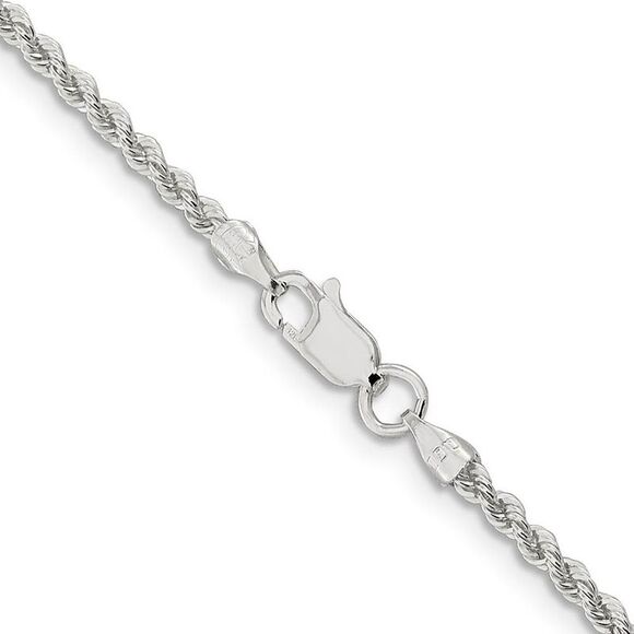 2.25mm Sterling Silver Classic Solid Rope Chain Necklace, 18 Inch - Picture 3 of 8